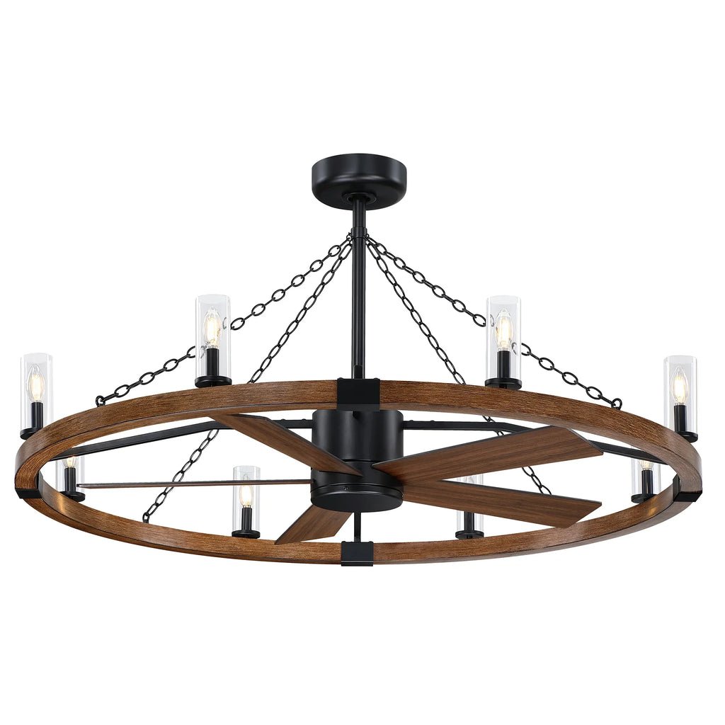 52 Inch Amelia Black Industrial Fandelier With Light And Remote Control product photo from Parrotuncle